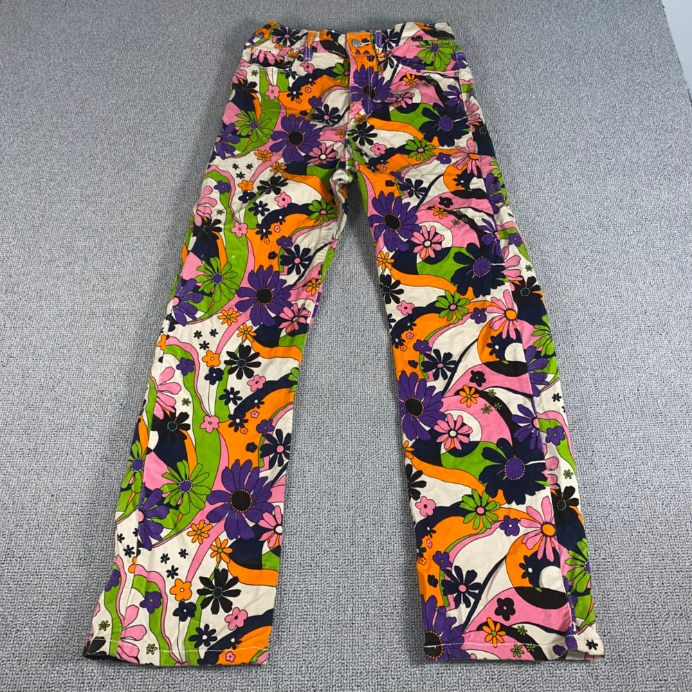 BDG Floral Pants Womens 28 Multicolor Psychedelic Retro 70s Straight Leg Trouser